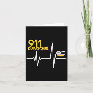 911 Dispatcher Heartbeat Police Thin Flag Patriot Karte