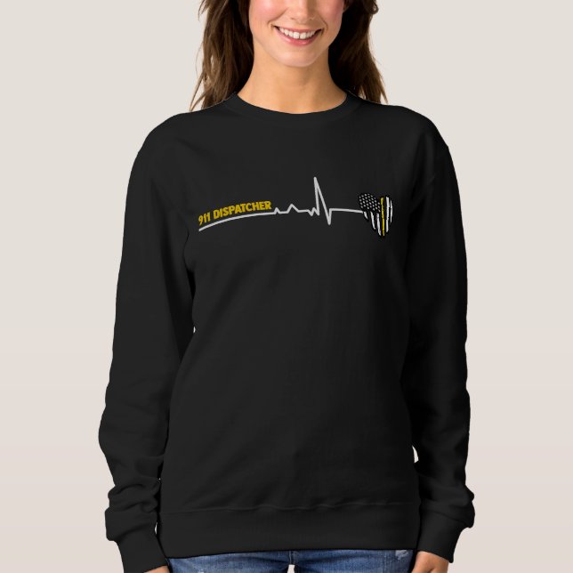 911 Dispatcher Heartbeat Police Thin Flag Sweatshirt (Vorderseite)