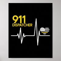 911-Dispatcher Herzschlag Polizei dünne Flagge Pat