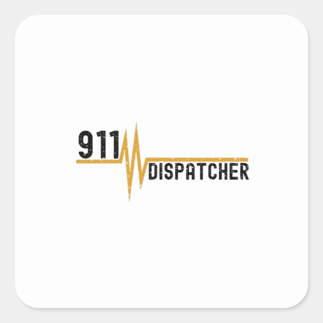 911 Dispatcher Thin Gold Line Heartbeat Quadratischer Aufkleber (Vorderseite)