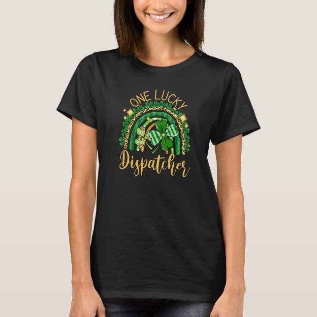 911 Dispatcher  Thin Gold Line St Patricks Day T-Shirt (Vorderseite)