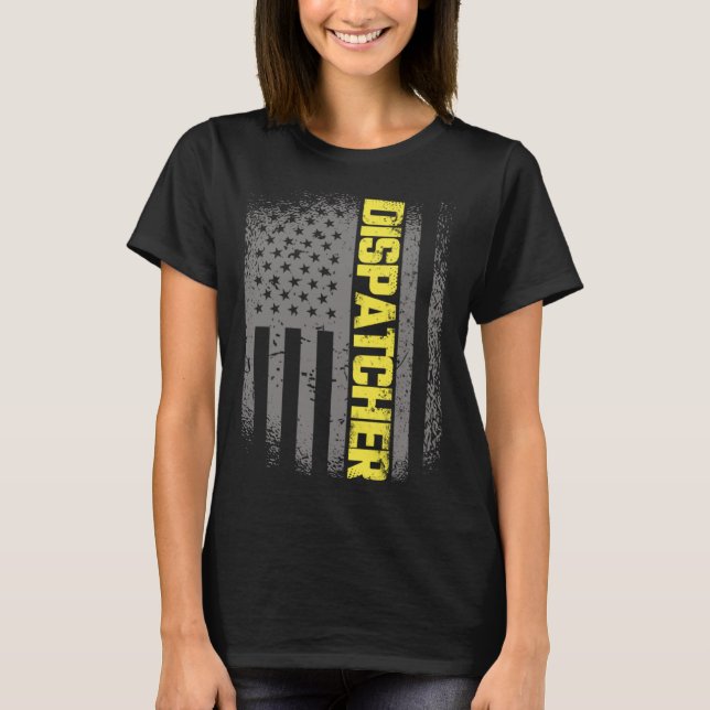 911 Dispatcher Thin Gold Line US Flag Emergency Di T-Shirt (Vorderseite)
