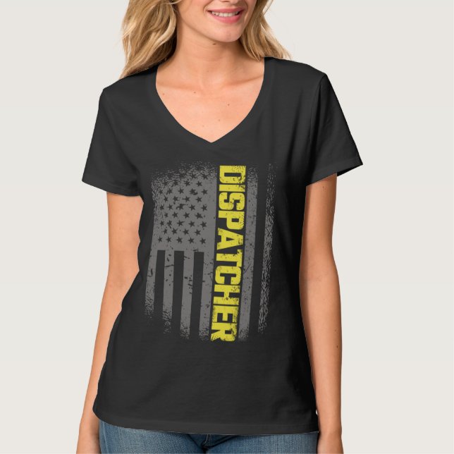 911 Dispatcher Thin Gold Line US Flag Emergency Di T-Shirt (Vorderseite)