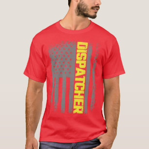 911 Dispatcher Thin Gold Line US-Flaggennotdienst T-Shirt