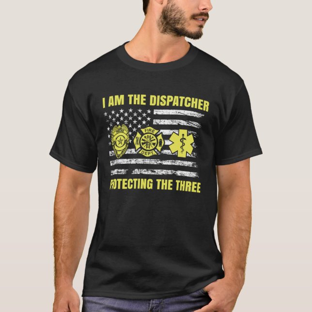 911 Dispatcher Thin Yellow Line Dispatch US Americ T-Shirt (Vorderseite)