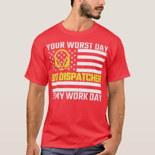 911-Dispatcher US-Flag dünne goldene Linie Notfall T-Shirt