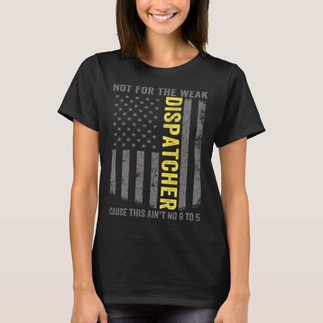 911 Dispatcher US Flag Thin Gold Line Emergency Di T-Shirt (Vorderseite)