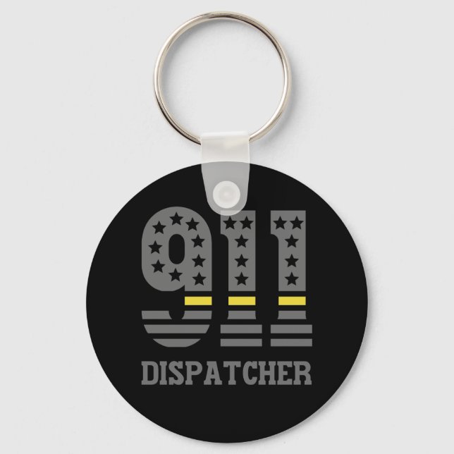 911 Dispatcher USA Flag Thin Yellow Line Emergency Schlüsselanhänger (Vorderseite)