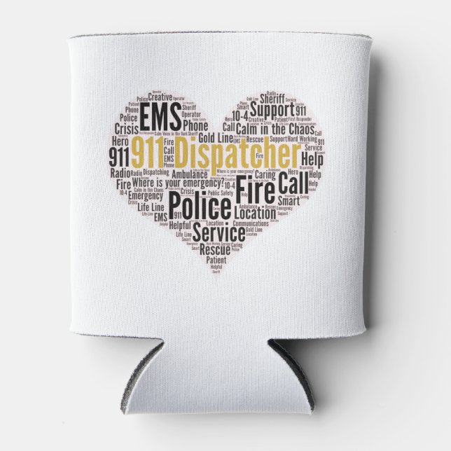911 Dispatcher Word Cloud-Kaffee-Tasse Dosenkühler (Vorderseite)