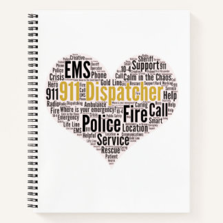 911 Dispatcher Word Cloud-Kaffee-Tasse Notizbuch
