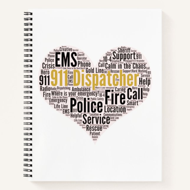 911 Dispatcher Word Cloud-Kaffee-Tasse Notizbuch (Vorderseite)