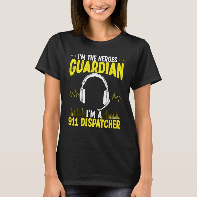 911 Fire and Police Dispatcher Gold Line Emergency T-Shirt (Vorderseite)
