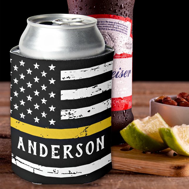 911 Flag für Personalisierte dünne Goldlinie beim  Dosenkühler (Von Creator hochgeladen)