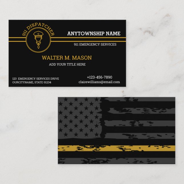 911 Flaggenflagge für die dünne Goldlinie der Disp Visitenkarte (Vorne/Hinten)