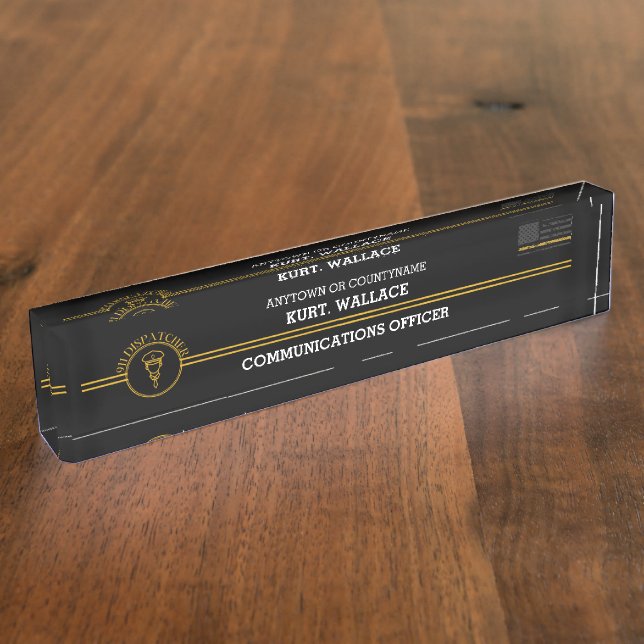 911 Flaggenschalter für Thin-Gold-Linien in Dispat Namensplakette (Seite)