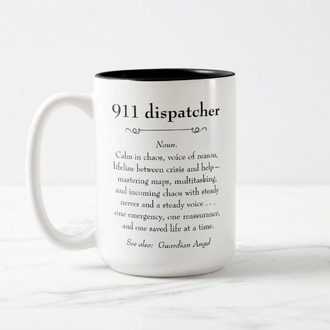 911 Geschenk für Notfall-Rückführung Zweifarbige Tasse (Links)