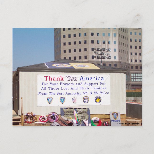 911 Ground Zero Vielen Dank, Amerika Postkarte (Vorderseite)