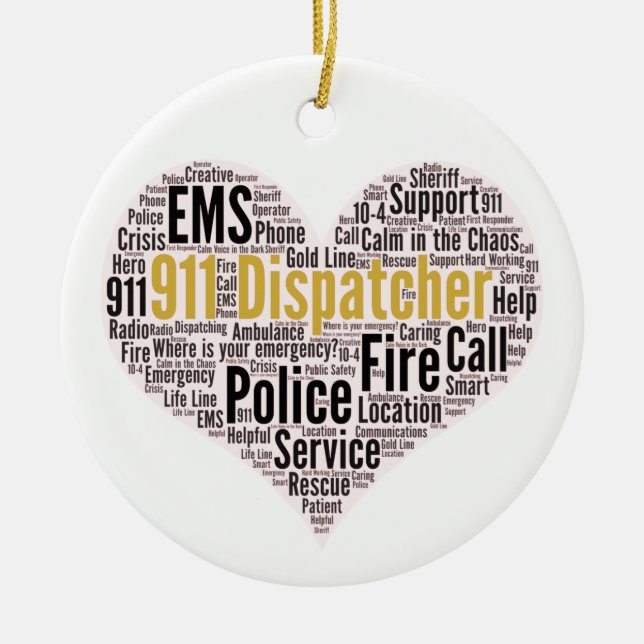 911 Keramik zum Versenden von Word Cloud Ornament (Vorne)