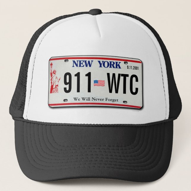 911 Memorial NY-Lizenzplatte Truckerkappe (Vorderseite)