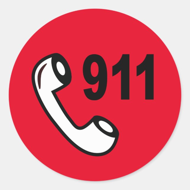 911 NOTFALLROTE TELEFONNUMMER MEDIZINISCHE HILFE RUNDER AUFKLEBER (Vorderseite)