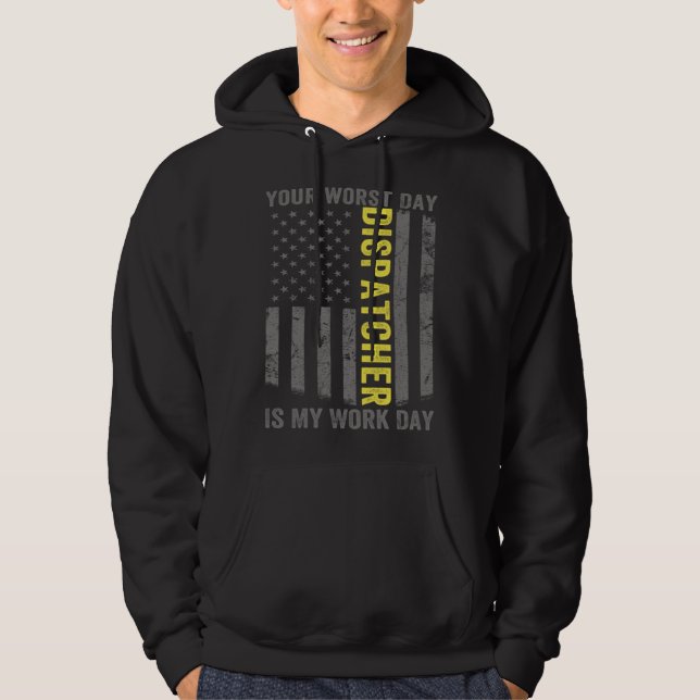 911 Operator US Flag Thin Gold Line Emergency Disp Hoodie (Vorderseite)