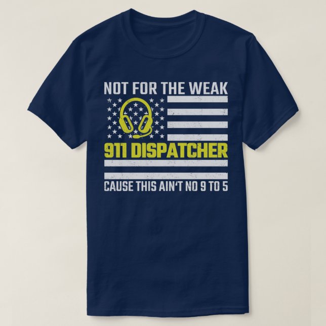 911 Operator US Flag Thin Gold Line Emergency Disp T-Shirt (Design vorne)