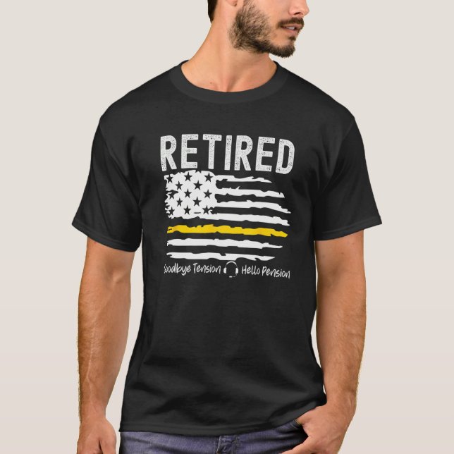 911 Retired Dispatcher  Police Dispatch Thin Gold  T-Shirt (Vorderseite)