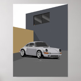 911 Silver Classic Car - Minimalistisch Retro Silv Poster
