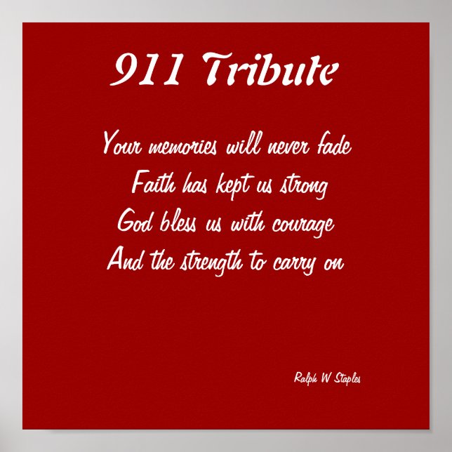 911 Tribute-Drucke Poster (Vorne)