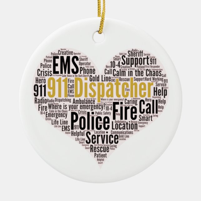 911 Word-Cloud für den Datenaustausch Keramik Ornament (Vorne)