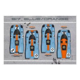 917 Blue - Orange Design Poster