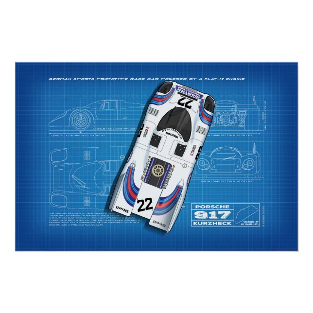 917 Martini Blueprint Poster (Vorderseite)