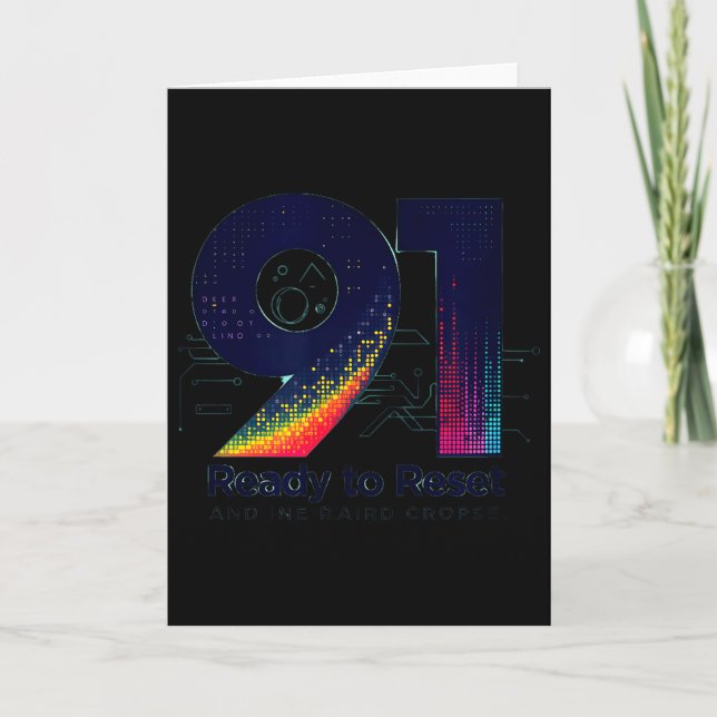 91 And Ready To Reset Birthday Gift For Seniors  Karte (Vorderseite)