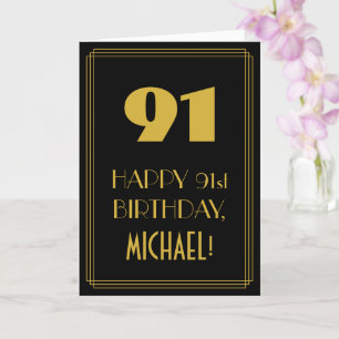 91. Geburtstag – Art Deco inspiriertes Aussehen "9 Karte