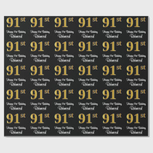 91. Geburtstag: Elegante Luxury Imitate Gold Look  Geschenkpapier