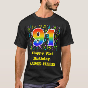 91. Geburtstag: Farbige Musiksymbole, Regenbogen 9 T-Shirt