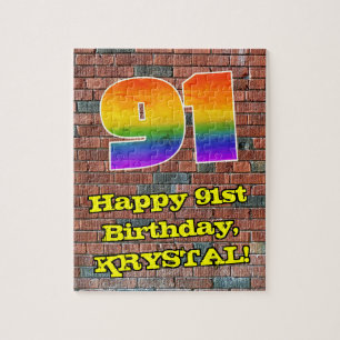 91. Geburtstag: Fun Graffiti-Inspiriert Regenbogen Puzzle