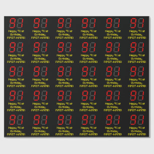 91. Geburtstag: Red Digital Clock Style "91" + Nam Geschenkpapier
