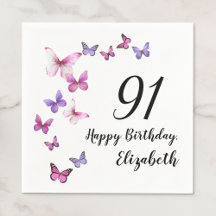 91. Geburtstag Rosa Lila Schmetterlinge 