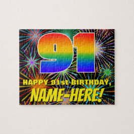 91. Geburtstag: Spaß, bunte feierliche Feuerwerke Puzzle