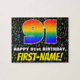 91. Geburtstag — Spaß, farbenfrohe Musiksymbole & Puzzle