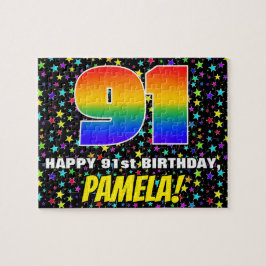 91. Geburtstag — Spaß, farbenfrohe Sternenweltenmu Puzzle