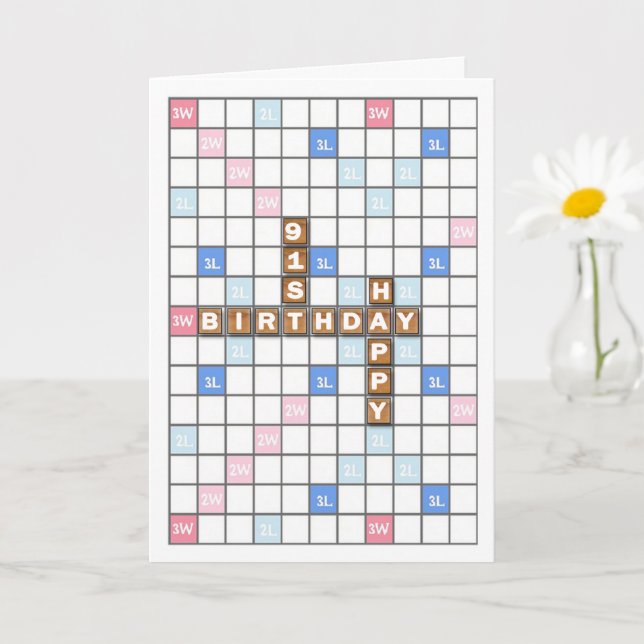 91. Geburtstag, Word Game Board Karte (Kleine Pflanze)
