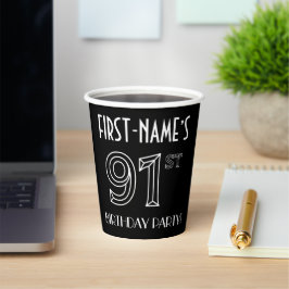 91. Geburtstagsparty: Art-Déco-Stil + Individuelle Pappbecher