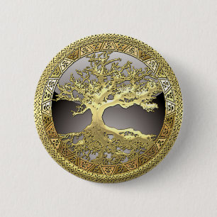 [91] Golden Celtic Tree of Life [3D] Button