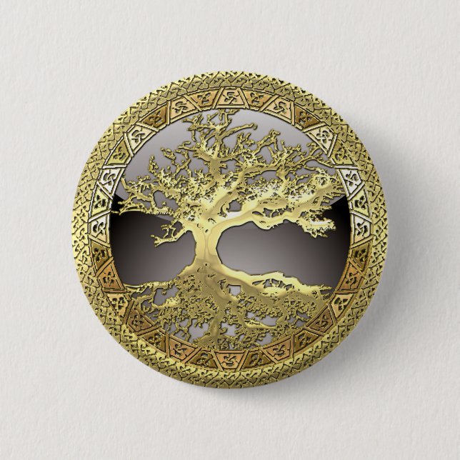 [91] Golden Celtic Tree of Life [3D] Button (Vorderseite)