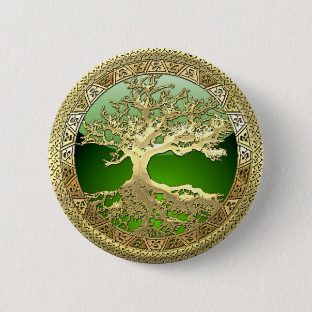 [91] Golden Celtic Tree of Life [3D] Button (Vorderseite)