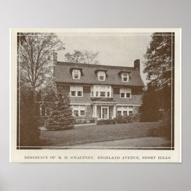 91 Highland Avenue Kurz Hills in 1925 Poster (Vorne)