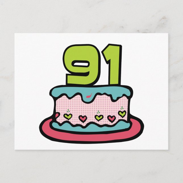 91-jähriger Geburtstagskuchen Postkarte (Vorderseite)