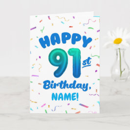 91st Balloon Number Custom Name Birthday Card Karte